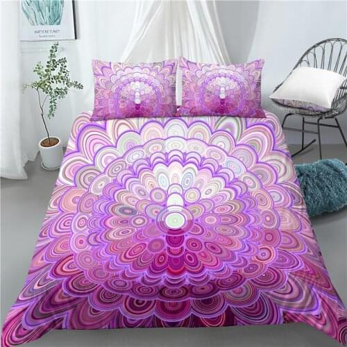 Home Living Luxury 3D Purple Mandala Print 2/3Pcs Soft Duvet Cover PillowCase Bedding Sets Kids Queen and King EU/US/AU Size