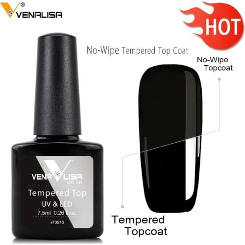 Venalisa Tempered No Wipe Top Coat Base Gel Top Coat Matte Top Nail Gel 7.5ML All Nails Base&Top Gel neon color nail polish gel