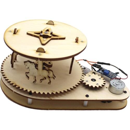 Puzzle Metty-Go-Round Music Box Education Toy Kits Experiment Wooden Craft