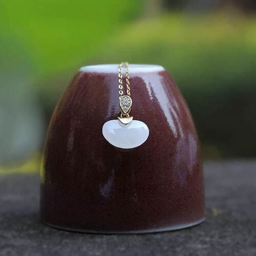 Natural Hetian Jade White Jade White Jade Pendant S925 Sterling Silver Jade Necklace Simple Ornament for Women