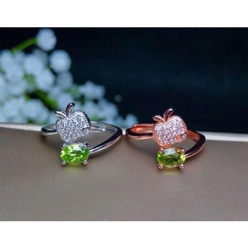 KJJEAXCMY boutique jewelryar 925 sterling silver inlaid natural olivine gemstone ring support detection