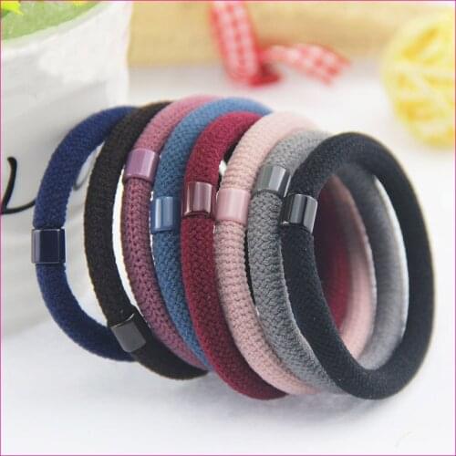 50PCS 6mm Mesh pattern Round Elastic Ponytail Holders rope with beads connection,nylon elastic hair ties for thick hair