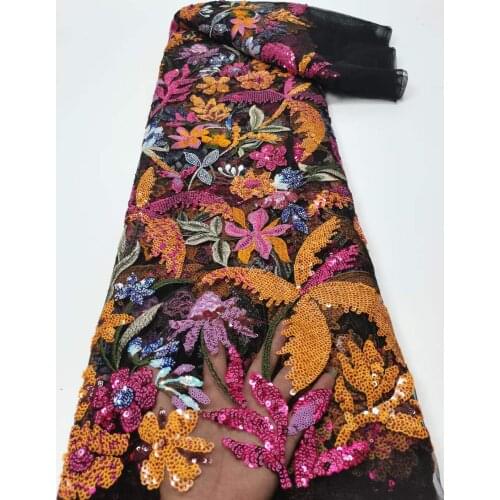 Madison 2021 Soft Sequins Embroidery French Mesh Lace Latest African Lace Handmade Gold Dresses Tulle Mesh Lace Fabric