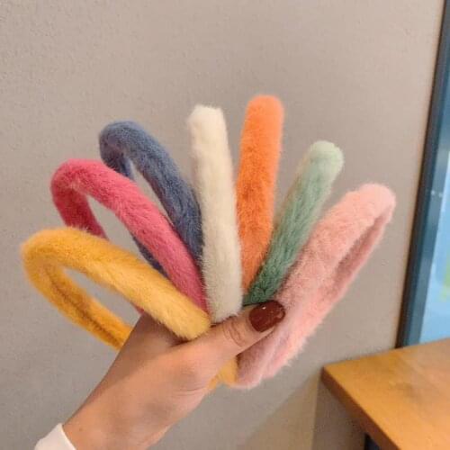 Winter Autumn Cute Hairbands Girls Candy Color Plush Headbands Kids Hair Accessories Children Hair Styling Tools Headdress