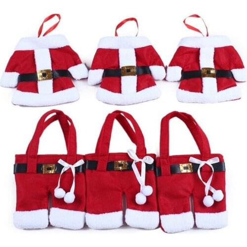 Cute Santa Claus Christmas Decorations Silverware Holders Pockets Dinner Table Decor super value package Fast