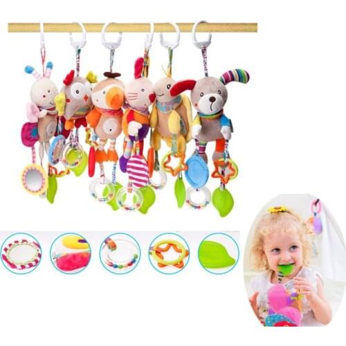 Cartoon Baby Toys 0-12 Months Bed Stroller Baby Mobile Hanging Rattles Newborn Plush Infant Toys for Baby Boys Girls Gifts