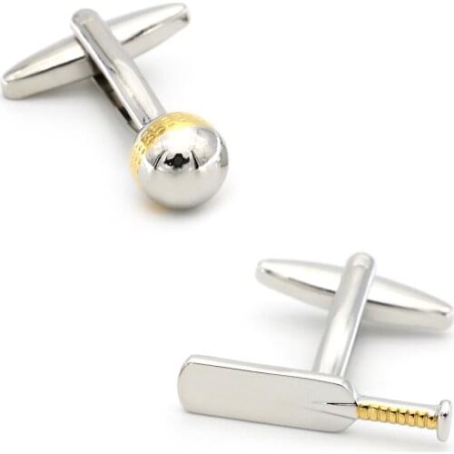 Mens Ice Hockey Cufflink Copper Material Silver Color
