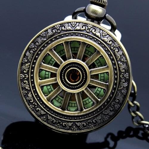 Glows in Dark Vintage Mechanical Skeleton Hollow Pendant Necklace Chain Analog Hand Wind Pocket Watches Men Women Kids Gifts