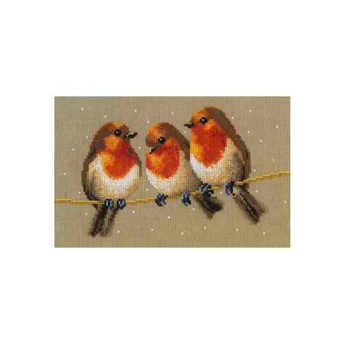 Top Quality Lovely Cute Counted Cross Stitch Kit Winter Snow Robin Robins Threes a Company