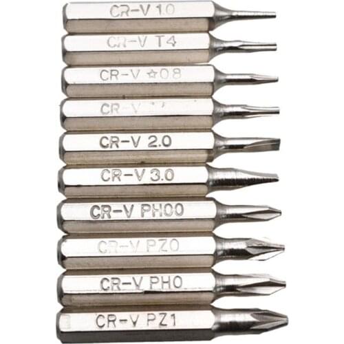 10 Pcs 28mm Magnetic CR-V Precision Screwdriver Bit Set PH00 PH0 Z1 Z0 3.0 2.0 1.0 T5 T4 0.8 Multifunctional Hex Torx Head