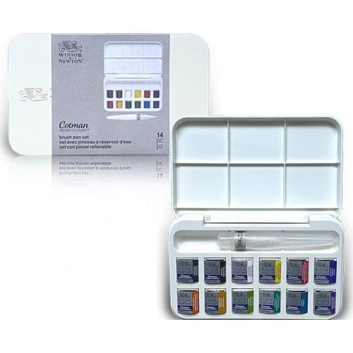 Windsor Newton Solid Watercolor Paint Set 12 Colors Aquarel Gewen Watercolour Set Plastic Small White Box