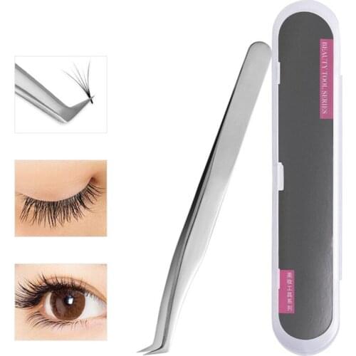 Stainless Steel Eyelash Eyebrow Tweezer Flase Eyelash Transplanting Nipper Eyelash Assistant Tools Face Beauty Tools E1159