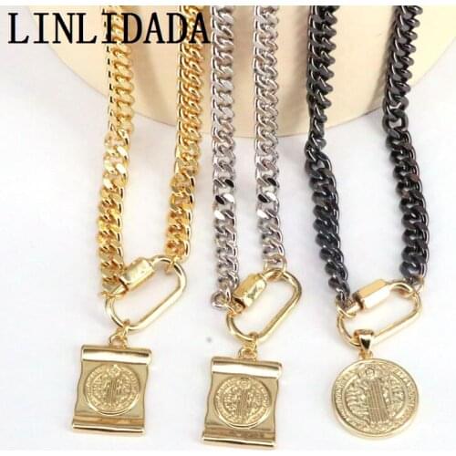 5Pcs Jesus pendant necklace wide thick chain necklace religion jewelry mix colors necklace