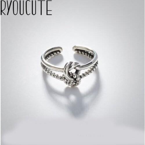 Exaggerated Personality Silver Color Bow Rings for Women Gifts Jewelry Retro Antique Finger Rings