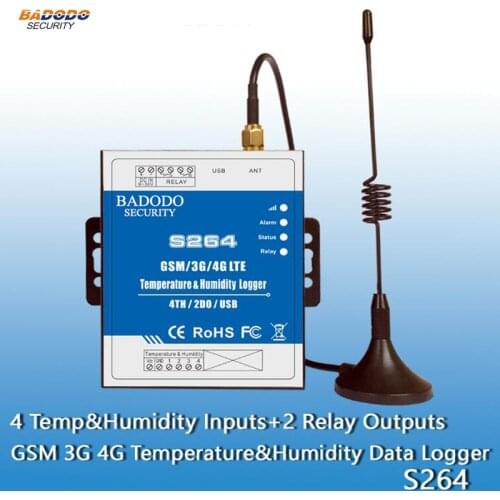 Industrial Wireless Temp&Humidity Data Logger Monitoring Alarm support high/low SMS Call alert GSM 3G 4G Remote Switch S264
