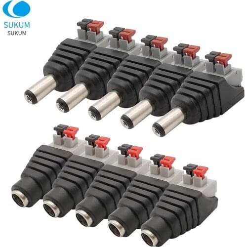 Female Male DC Plug Connectors 2.1 * 5.5mm No Screws Jack Power Adapter Connector For LED Strip CCTV Camera Solar Panel