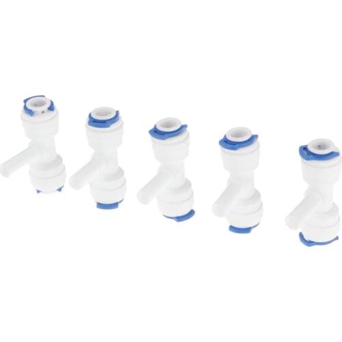 5Pc Reverse Osmosis Aquarium System Coupling T Shape Tee 1/4" OD Hose To 1/4" Pipe RO Water Plastic Pipe Fitting Quick Connector