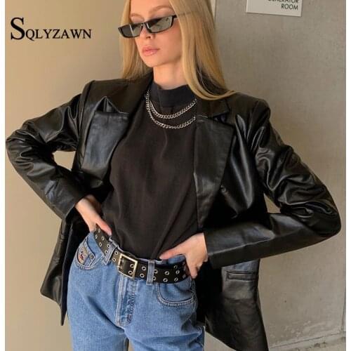 Женские модные кожаные куртки SQLYZAWN China At AliExpress