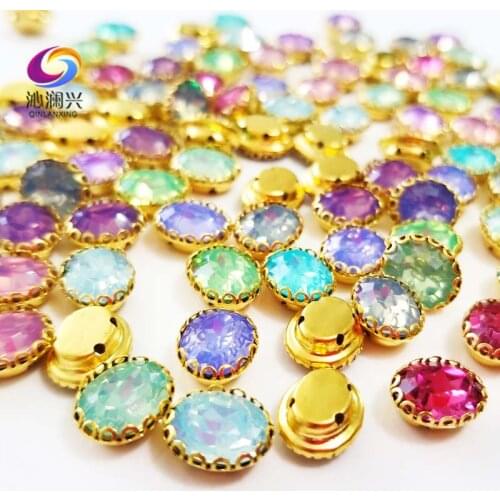 Super Beauty Protein Color oval shape sew on rhinestones with holes, Diy Clothing accessories 8x10mm 20pcs/bag