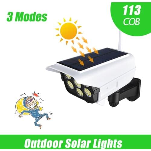Outdoor Solar Lights Solar Street Lights with 3 Light Mode Waterproof Motion Sensor Security Dummy Camera Lamp for Garden Path