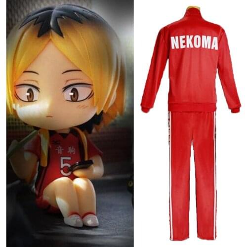 Unisex Anime Haikyuu Cosplay Costume Nekoma High School Kozume Kenma Jacket Coat & Long Pants Suit Sportswear College Uniform