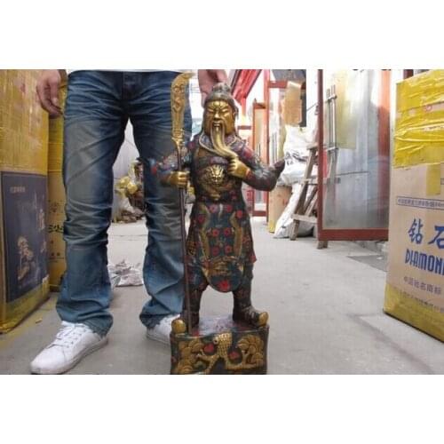 USPS to USA S0478 Chinese Folk famous Copper cloisonne Dragon Guan Gong Guan Yu warrior Hold Sword