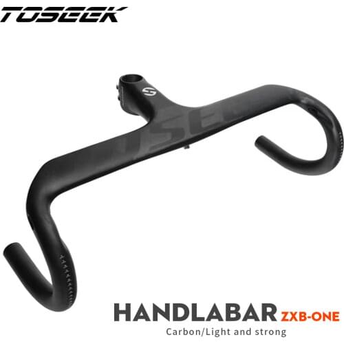 TOSEEK Full Carbon Fibre Bicycle Road Handlebar Integrated UD Matte /Gloss Bike Handlebar stem 90/100/110/120mm Cycling Bent Bar