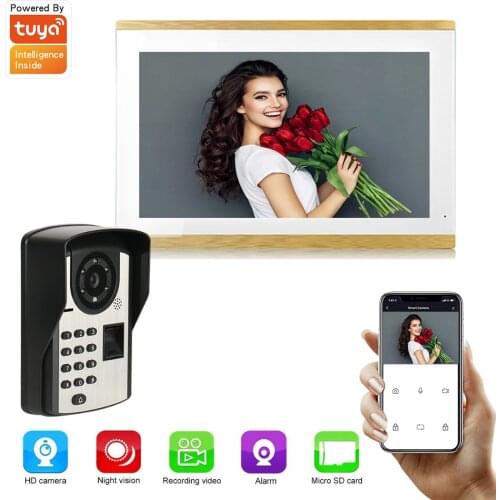 Tuya Smart Wired/WIFI 1080P AHD 10" Recording Monitor Video Door Phone Intercom for home IR Camera Remote Unlock