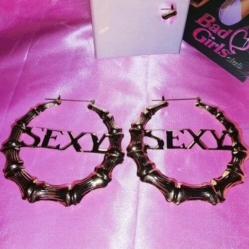 Y2K Jewelry Bamboo Sexy Letter Earrings for Women Egirl Style Punk Fashion Vintage INS Earrings 2000S Aesthetic Fashion Gift New