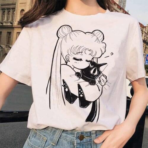 Sailor Moon Funny T Shirt Casual Harajuku 90s Clothes Tshirt Aesthetic Women Cute Female T-shirt Kawaii Tees