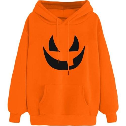Hoodies For Women Halloween Print Fashion Casual Fun Print Hooded Long Sleeve Sweatshirt Loose Sports Tops Con Capucha Moletom