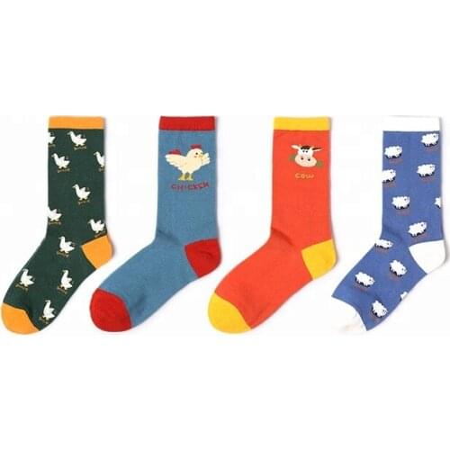 Women Farm Series Funny Cute Cartoon Cow Chicken Funny Socks