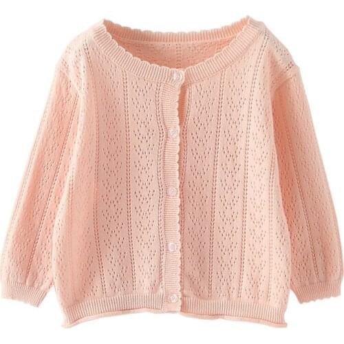 2-8T Hollow out Cardigan Sweater For Girls Toddler Kid Baby Clothes Autumn Winter Knit Top Elegant Cute Sweet Knitwear Coat