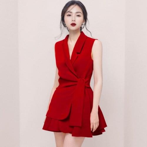 Casual Fashion Two Piece Outfits Women Sleeveless Top And Mini Skirt Sets 2021 Red Black Matching Set