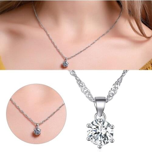 Lady 6 Claw Pendant Necklace Fashion Silver Plated Shiny Zircon Clavicle Chain Women Banquet Jewelry Exquisite Necklace Gift