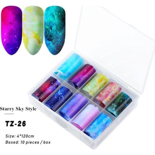 Starry Sky Series Laser Nail Stickers Set Mixed Design 1 Box Paper Holographic Nail Art Transfer Sticker Personal Nail Tips DIY