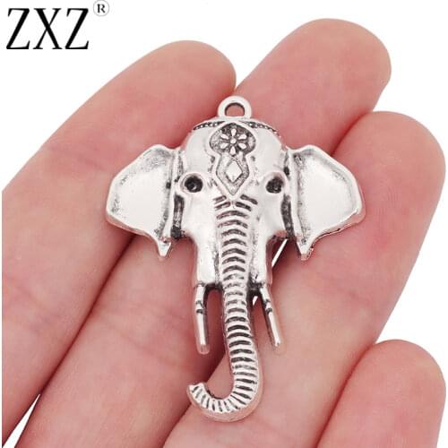 ZXZ 10pcs Elephant Head Charms Pendants for Necklace Jewelry Making Findings 45x34mm