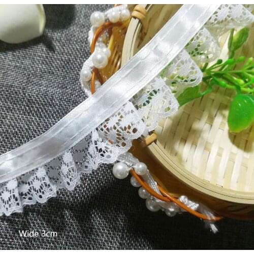 1Yards High Quality Lace Fabric 3cm White Lace Trim Guipure Craft Lace Ribbon DIY Sewing Trimmings Dress Decoration dentelle FR6
