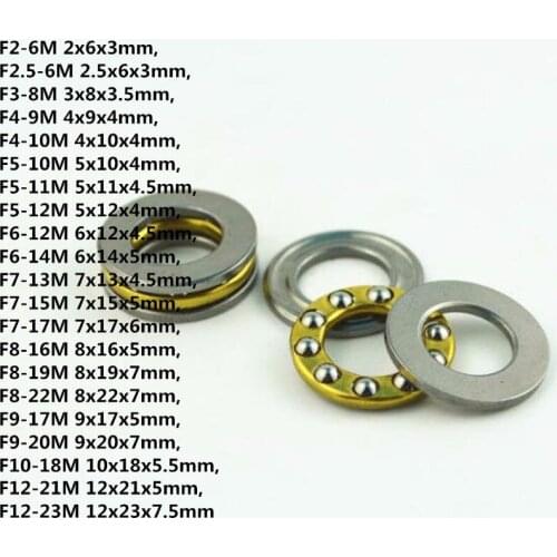 20PCS F2-6M To F12-23M Mini 3-in-1 Plane Axial Ball Bearing Thrust Bearing