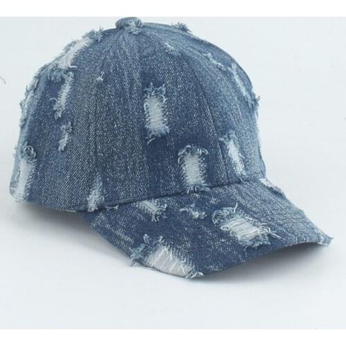 2021 Fashion Washed Denim Baseball Cap Kids Summer Sun Protection Baby Hat Boys Girls Snapback Hip Hop Caps With Holes