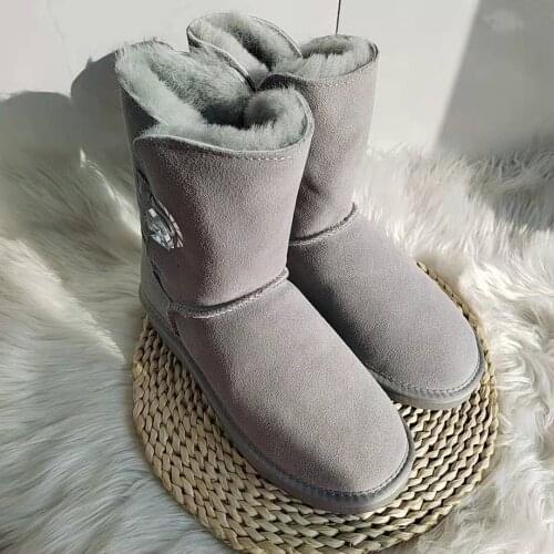 2020 Fashion Wool Inside Snow Boots Warm Shoes Warm Brand Genuine Leather Snow Boots For Woman Shoes Botas Mujer