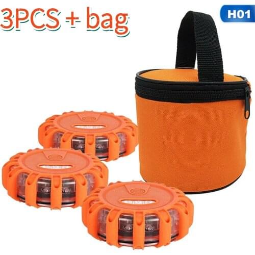 3Pcs/Set In Bag LED Road Flare LED Safety Flare Flashlights Magnet Flashing Warning yellow Lights Car Roadside Emergency Flares
