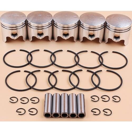 5Set/Lot 40mm Piston 10mm Pin Kit For 43CC CG430 BC430 40-5 1E40F-5 Gas Engine Brush Cutter Brushcutter Trimmer Lawnmower Mower