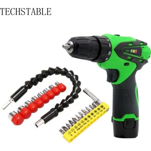 TECHSTABLE 12v Double speed lithium battery Cordless electric screwdriver with one charger rechargeable electric tools