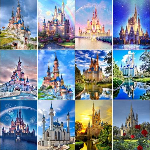 5D DIY Diamond Painting Building Castle Diamond Embroidery Landscape Rhinestone Cross Stitch Kit Home Decoration Mosaic Picture