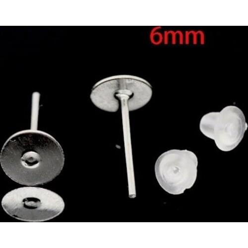 Free shipping,6mm Flat Pad Ear stud with earbud Included