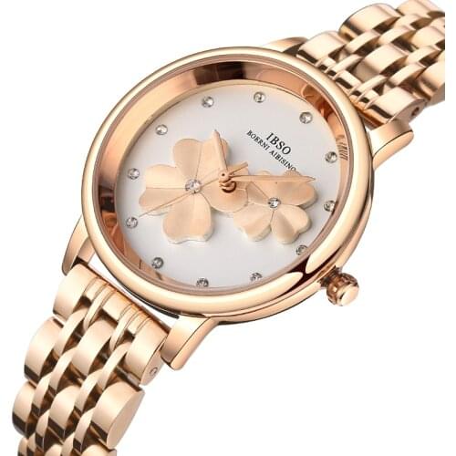 Womens Watches 3D Creative Dial Four-leaf Clover Watch Stainless Steel Ladies Wrist Watch Luxury Female Clock Gift For Women