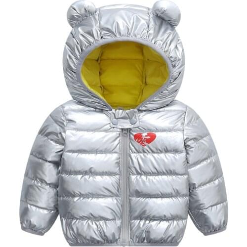 BABY winter childrens clothing new space silver childrens down cotton clothes boys and girls small ear kids cotton jacket coat