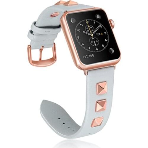 Rivets Leather bracelet strap for apple watch band 4 correa 44mm 40mm iwatch 38mm 42mm series 4 3 2 1 for apple watch Accessory