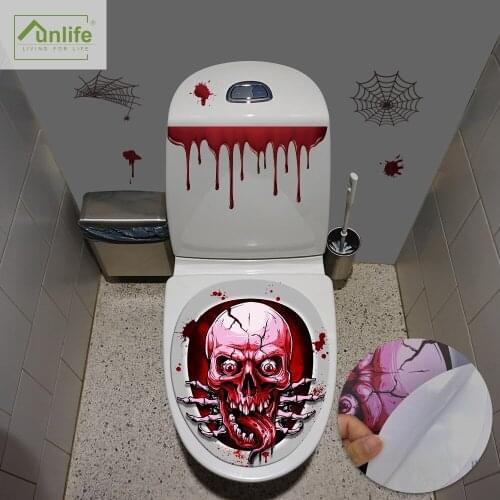 Funlife® Bloody Skull Bathroom Toilet Stickers Home Decor Party Horror Ghost Wall Stickers Waterproof Self-Adhesive Wall Decal